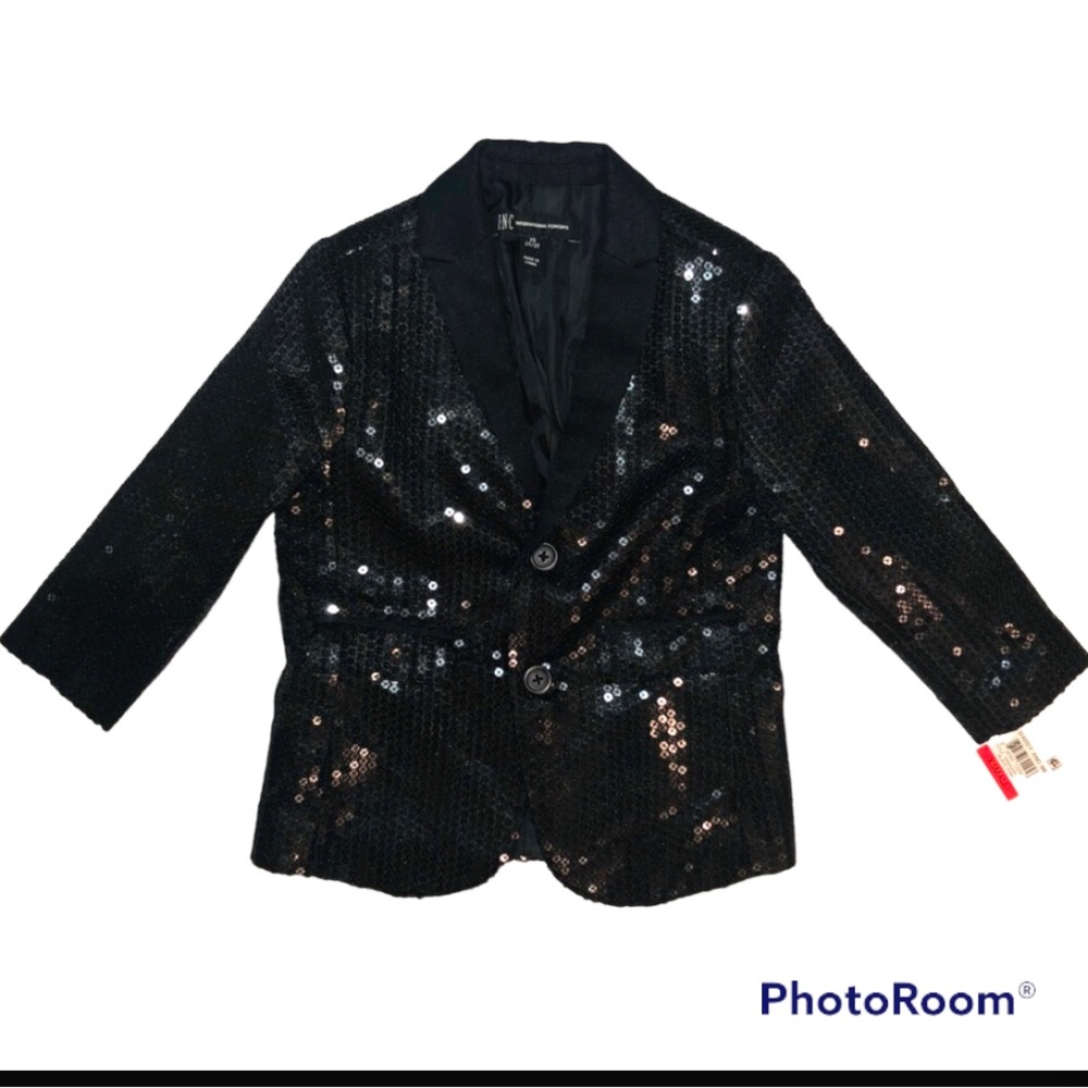 NWT Inc International Concepts Sequins Blazer Size 2t-3t V Color Black